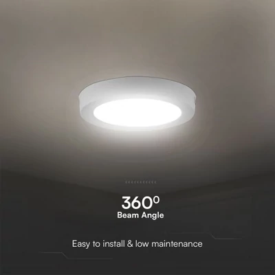 V-TAC PRO felületre szerelhető, műanyag, kerek LED panel 12W, természetes fehér - SKU 78741
