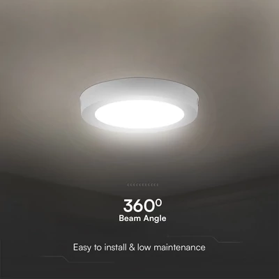 V-TAC PRO felületre szerelhető, műanyag, kerek LED panel 18W, természetes fehér - SKU 78771