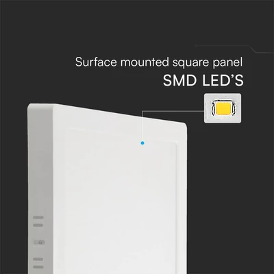 V-TAC PRO felületre szerelhető, műanyag, szögletes LED panel 12W, meleg fehér - SKU 104951