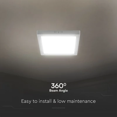 V-TAC PRO felületre szerelhető, műanyag, szögletes LED panel 18W, meleg fehér - SKU 104981
