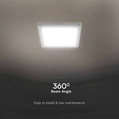 V-TAC PRO felületre szerelhető, műanyag, szögletes LED panel 6W, meleg fehér - SKU 104921