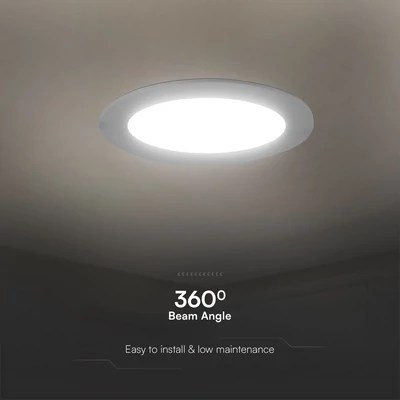V-TAC PRO süllyeszthető, műanyag, kerek LED panel 12W, hideg fehér - SKU 78631