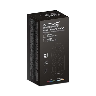 V-TAC rádiófrekvenciás LED szalag érintőgombos távirányító VT-2432/VT-2434-hez, fekete - SKU 2924
