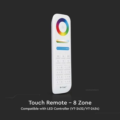 V-TAC RGB+W 8 zónás rádiófrekvenciás LED szalag távirányító - SKU 2921