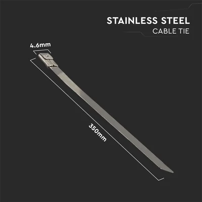 V-TAC rozsdamentes acél kábelkötegelő 4.6x350mm, 100db/csomag - SKU 11191