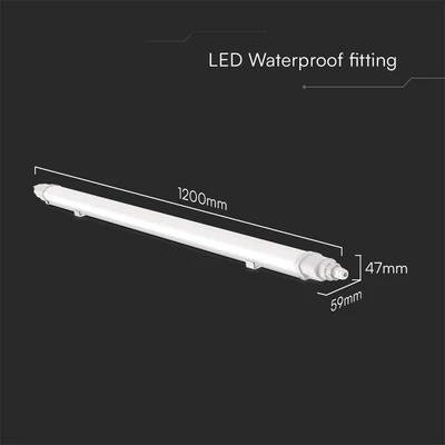 V-TAC sorolható 36W beépített LED-es 120cm armatúra, természetes fehér, IP65 - SKU 23083