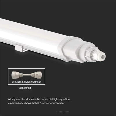 V-TAC sorolható 48W beépített LED-es 150cm armatúra, hideg fehér, IP65 - SKU 23086