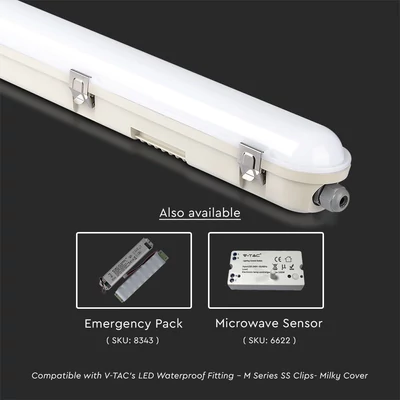 V-TAC sorolható LED lámpa 150cm 48W IP65 hideg fehér, fehér fedlap, 120 Lm/W - SKU 2120214