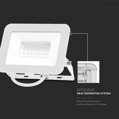 V-TAC SP-széria LED reflektor 30W hideg fehér, fehér ház - SKU 10025