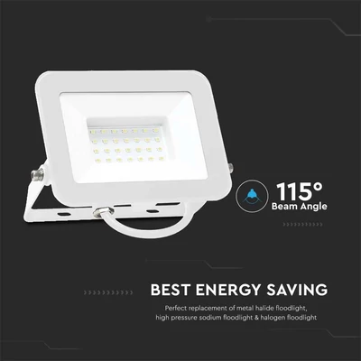 V-TAC SP-széria LED reflektor 30W hideg fehér, fehér ház - SKU 10025