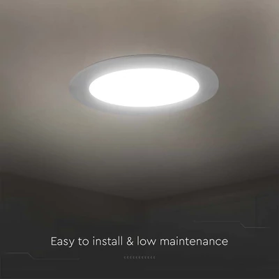 V-TAC süllyeszthető kerek Back-Lit LED panel 18W, hideg fehér, 110 Lm/W - SKU 7866