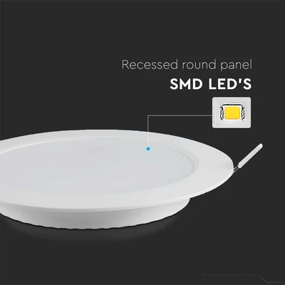 V-TAC süllyeszthető kerek Back-Lit LED panel 6W, meleg fehér, 110 Lm/W - SKU 7858