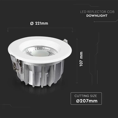 V-TAC süllyeszthető LED COB mélysugárzó lámpa 40W hideg fehér - SKU 211280