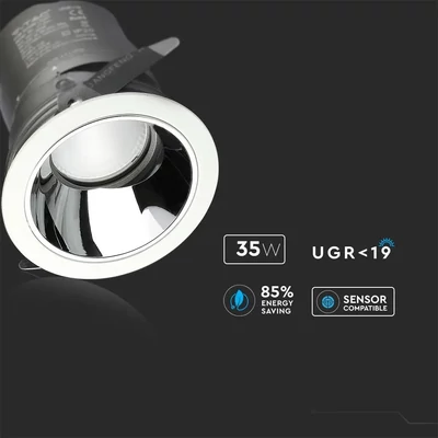 V-TAC süllyeszthető LED COB mélysugárzó lámpa UGR<19 CRI>95 35W meleg fehér - SKU 1477