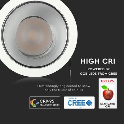 V-TAC süllyeszthető LED COB mélysugárzó lámpa UGR<19 CRI>95 35W természetes fehér - SKU 1478