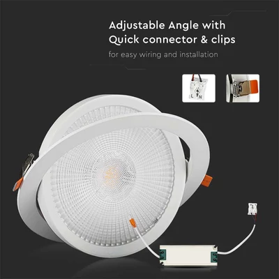 V-TAC süllyeszthető LED SMD mélysugárzó lámpa 20W hideg fehér, 95 Lm/W - SKU 21844