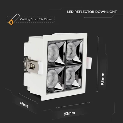 V-TAC süllyeszthető LED SMD mélysugárzó lámpa UGR<19 CRI>90 16W 12° hideg fehér - SKU 976