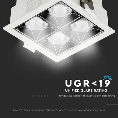 V-TAC süllyeszthető LED SMD mélysugárzó lámpa UGR<19 CRI>90 16W 12° meleg fehér - SKU 978