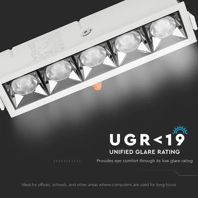 V-TAC süllyeszthető LED SMD mélysugárzó lámpa UGR<19 CRI>90 20W 12° hideg fehér - SKU 979