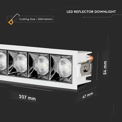 V-TAC süllyeszthető LED SMD mélysugárzó lámpa UGR<19 CRI>90 20W 12° meleg fehér - SKU 981