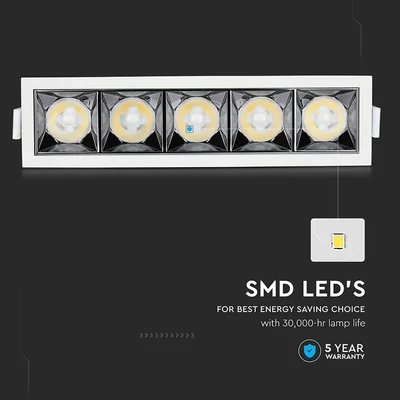 V-TAC süllyeszthető LED SMD mélysugárzó lámpa UGR<19 CRI>90 20W 38° hideg fehér - SKU 994