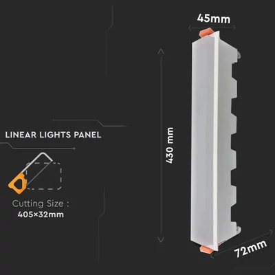 V-TAC süllyeszthető mennyezeti hosszúkás LED panel 30W hideg fehér - SKU 6418