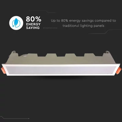 V-TAC süllyeszthető mennyezeti hosszúkás LED panel 30W meleg fehér - SKU 6407