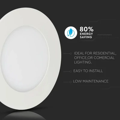 V-TAC süllyeszthető mennyezeti kerek LED panel 24W meleg fehér - SKU 724