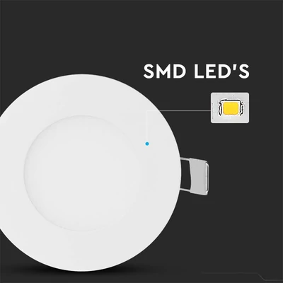 V-TAC süllyeszthető mennyezeti kerek LED panel 3W hideg fehér - SKU 216294