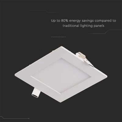 V-TAC süllyeszthető mennyezeti szögletes LED panel 6W hideg fehér - SKU 214865