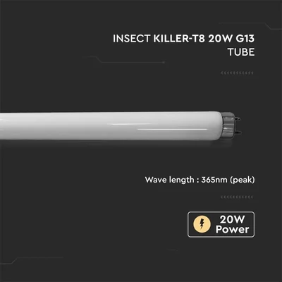 V-TAC T8 20W fénycső, SKU 11182 fali rovarcsapdához, 605mm hosszú - SKU 11218