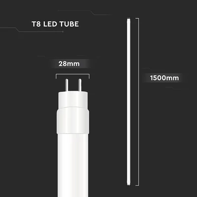 V-TAC T8 LED fénycső, 150cm 24W, meleg fehér, 125 lm/W - SKU 23874