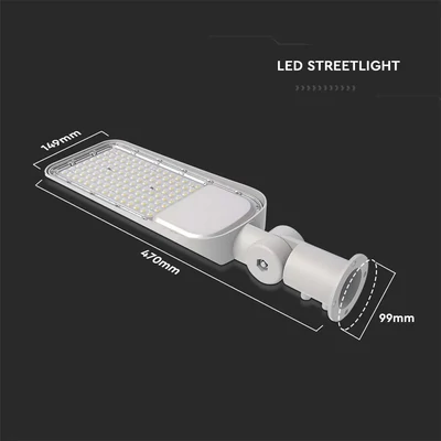 V-TAC utcai LED lámpa, térvilágító ledes lámpatest 50W hideg fehér, 100 Lm/W - SKU 20425