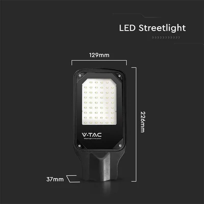 V-TAC utcai LED térvilágító, 30W, természetes fehér, fekete házas - SKU 10206