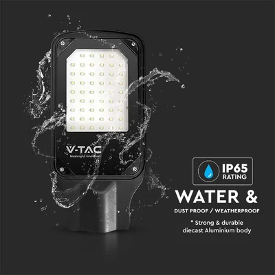 V-TAC utcai LED térvilágító, 50W, természetes fehér, fekete házas - SKU 10208
