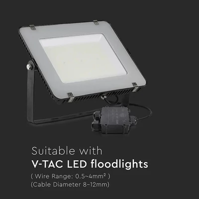 V-TAC vízálló 3-as kötődoboz IP68 védelemmel fekete - SKU 5980