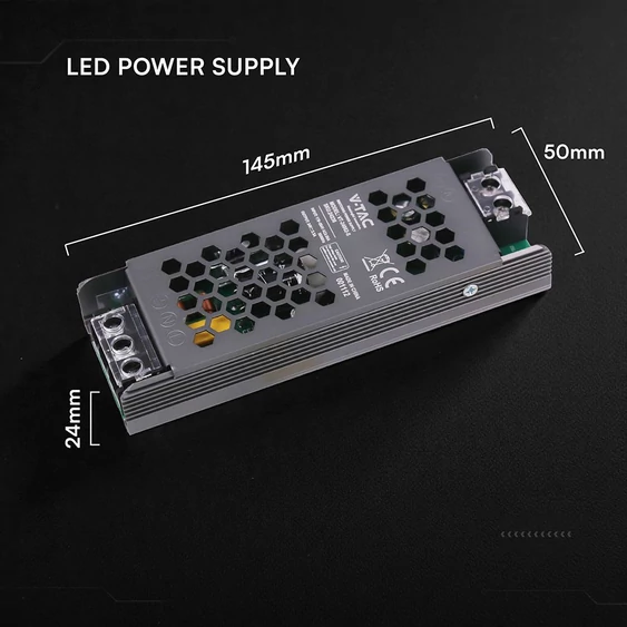 V-TAC IP20 slim fémházas LED tápegység 24V 60W 2.5A - SKU 24236
