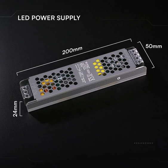 V-TAC IP20 slim fémházas LED tápegység 24V 75W 3.15A - SKU 24237