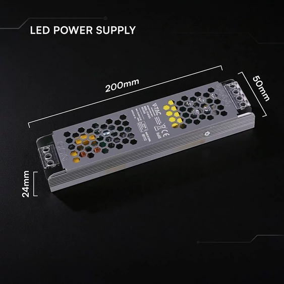 V-TAC IP20 slim fémházas LED tápegység 24V 120W 5A - SKU 24238