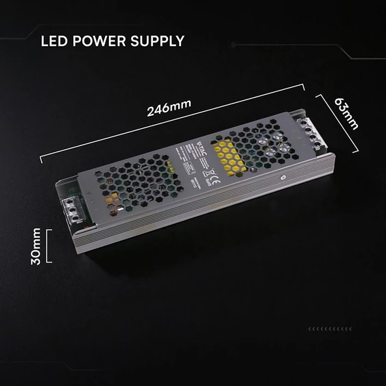 V-TAC IP20 slim fémházas LED tápegység 24V 250W 10.5A - SKU 24241