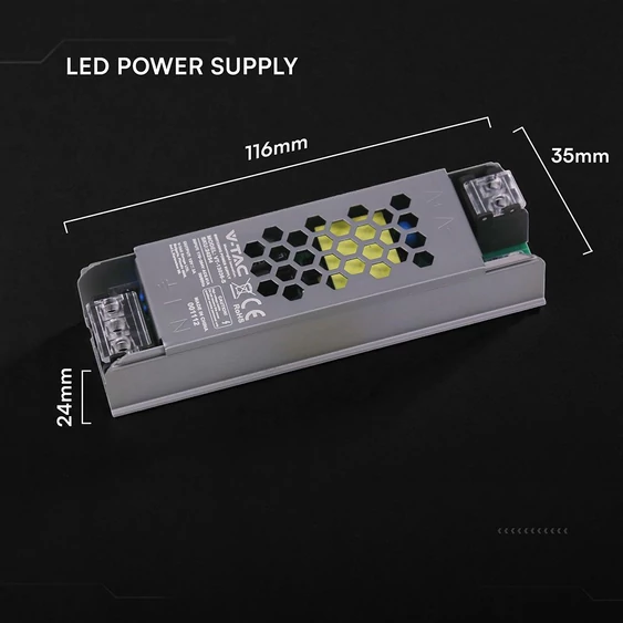 V-TAC IP20 slim fémházas LED tápegység 12V 36W 3A - SKU 24254
