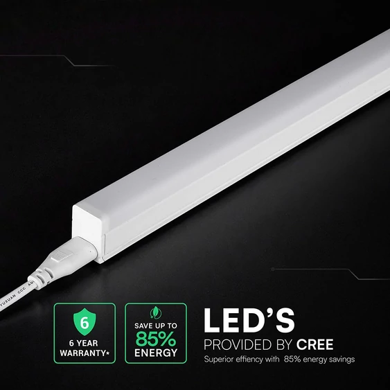 V-TAC CREE SMD LED lámpa 55cm T5 7W beépített kapcsolóval, hideg fehér - SKU 216946