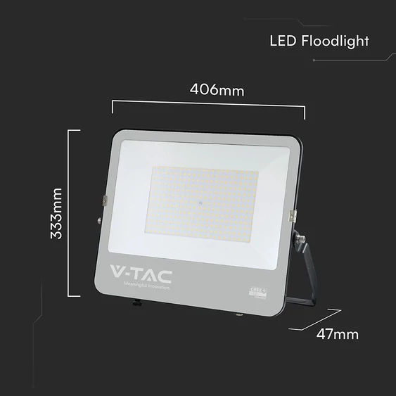 V-TAC D-széria CREE LED reflektor 200W hideg fehér 115 Lm/W, fekete ház - SKU 232216