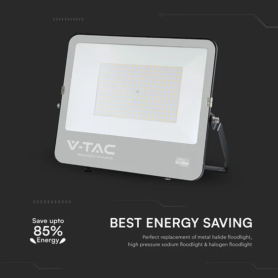 V-TAC D-széria CREE LED reflektor 200W hideg fehér 115 Lm/W, fekete ház - SKU 232216