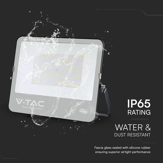 V-TAC D-széria CREE LED reflektor 200W hideg fehér 115 Lm/W, fekete ház - SKU 232216