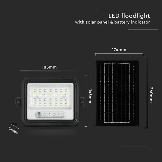 V-TAC 8W napelemes LED reflektor, 2000K - 8000K között állítható színhőmérséklettel - SKU 24082