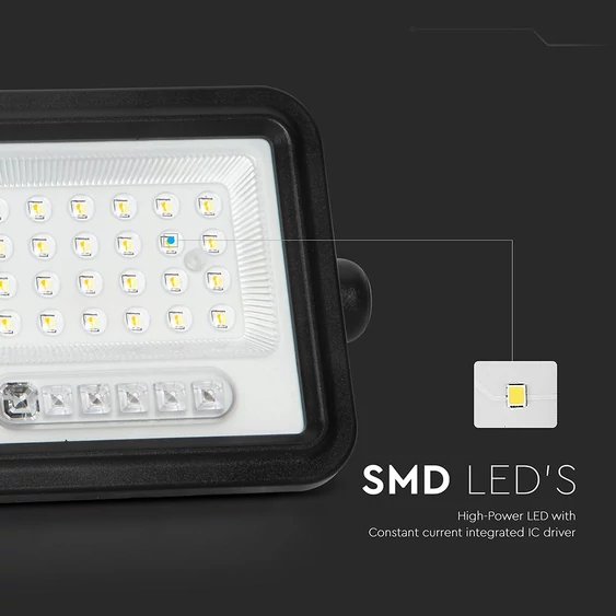 V-TAC 8W napelemes LED reflektor, 2000K - 8000K között állítható színhőmérséklettel - SKU 24082