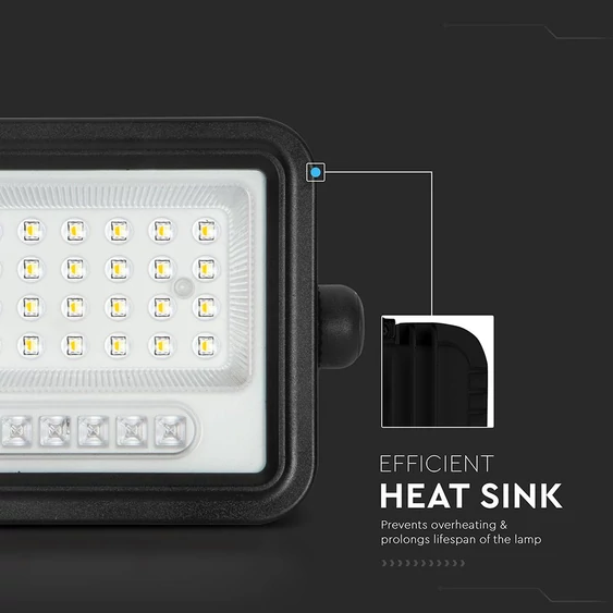 V-TAC 8W napelemes LED reflektor, 2000K - 8000K között állítható színhőmérséklettel - SKU 24082