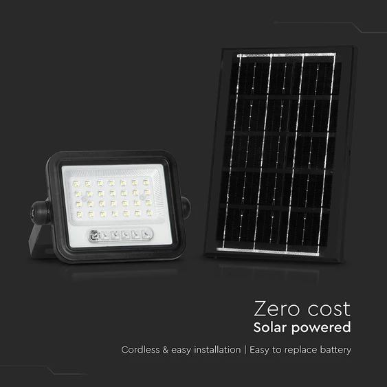 V-TAC 8W napelemes LED reflektor, 2000K - 8000K között állítható színhőmérséklettel - SKU 24082