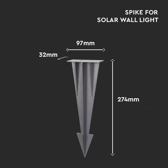 V-TAC földbe szúrható tüske SKU 24092 oszlophoz, sötét szürke, 27 cm, alumínium - SKU 24095